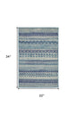 2' X 3' Blue And Ivory Striped Area Rug