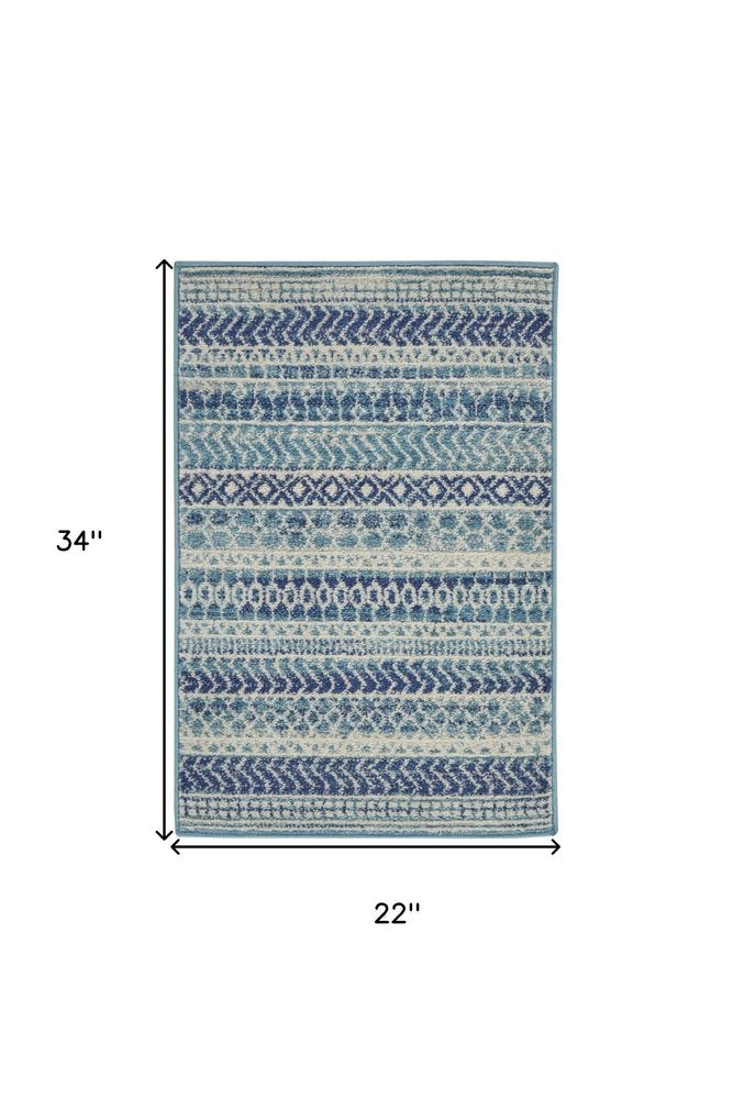 8' X 10' Navy Blue And Ivory Southwestern Area Rug