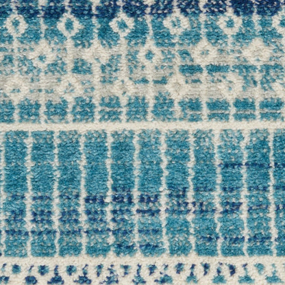 8' X 10' Navy Blue And Ivory Southwestern Area Rug
