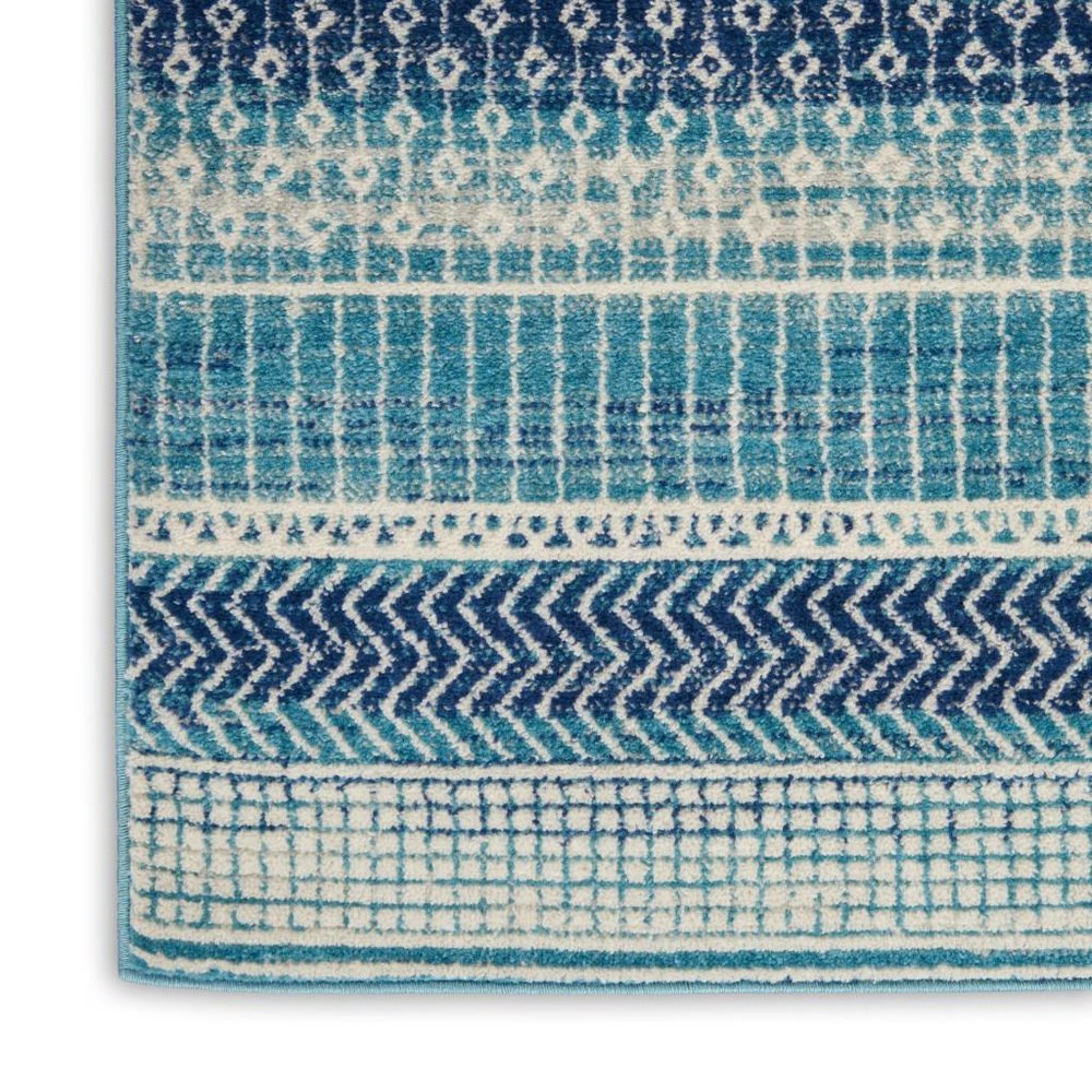 8' X 10' Navy Blue And Ivory Southwestern Area Rug