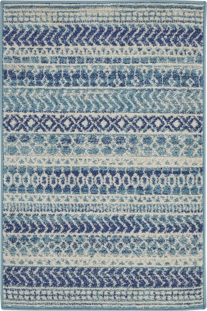 8' X 10' Navy Blue And Ivory Southwestern Area Rug