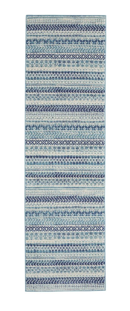 8' X 10' Navy Blue And Ivory Southwestern Area Rug
