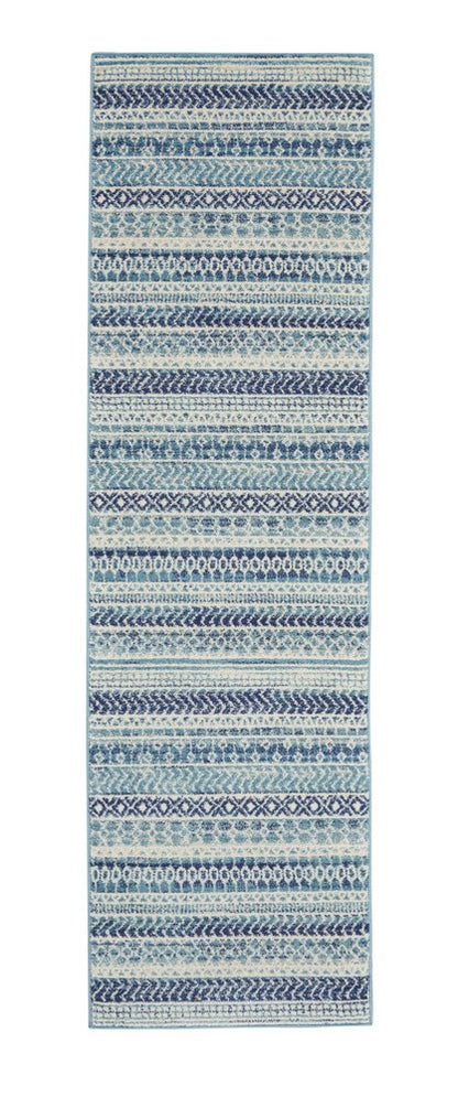 8' X 10' Navy Blue And Ivory Southwestern Area Rug