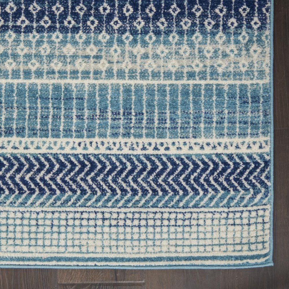 8' X 10' Navy Blue And Ivory Southwestern Area Rug