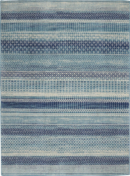 4' X 6' Navy Blue And Ivory Southwestern Area Rug