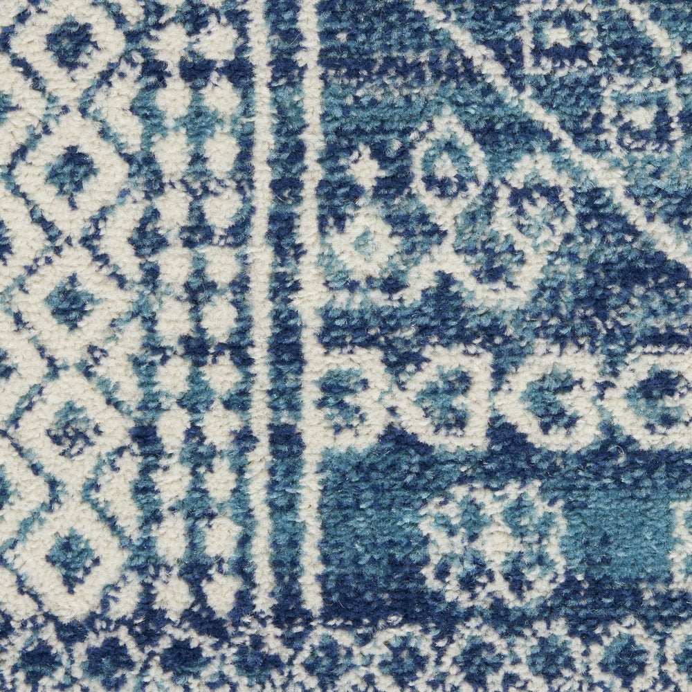 4' X 6' Navy Blue And Ivory Tribal Area Rug