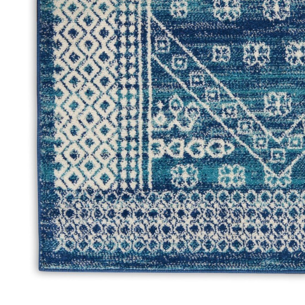 4' X 6' Navy Blue And Ivory Tribal Area Rug