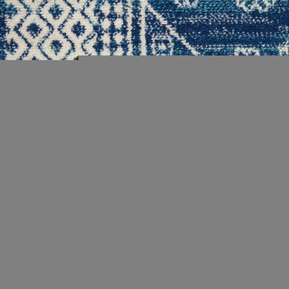 5' X 7' Navy Blue And Ivory Tribal Area Rug