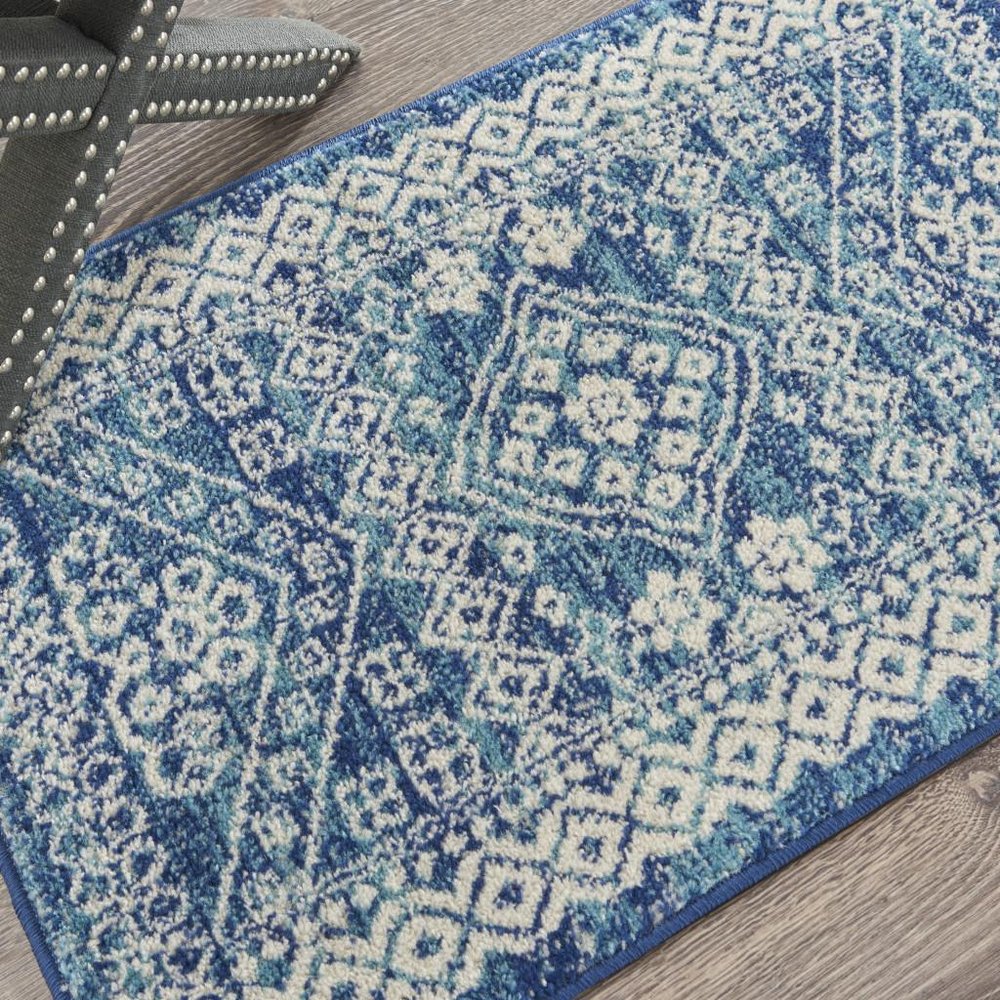 4' X 6' Navy Blue And Ivory Tribal Area Rug