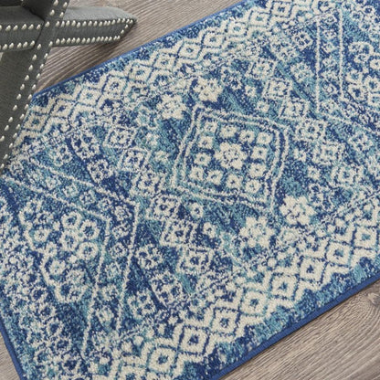 4' X 6' Navy Blue And Ivory Tribal Area Rug