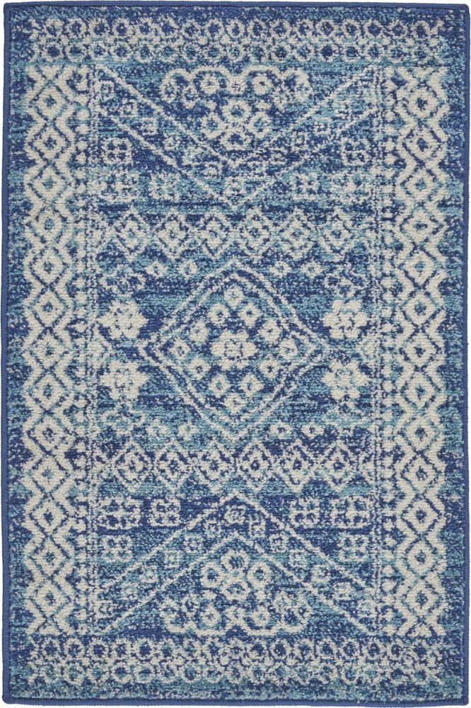 4' X 6' Navy Blue And Ivory Tribal Area Rug