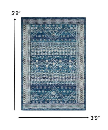 5' X 7' Navy Blue Power Loom Area Rug