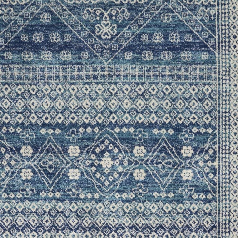 4' X 6' Navy Blue And Ivory Tribal Area Rug