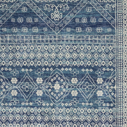5' X 7' Navy Blue And Ivory Tribal Area Rug