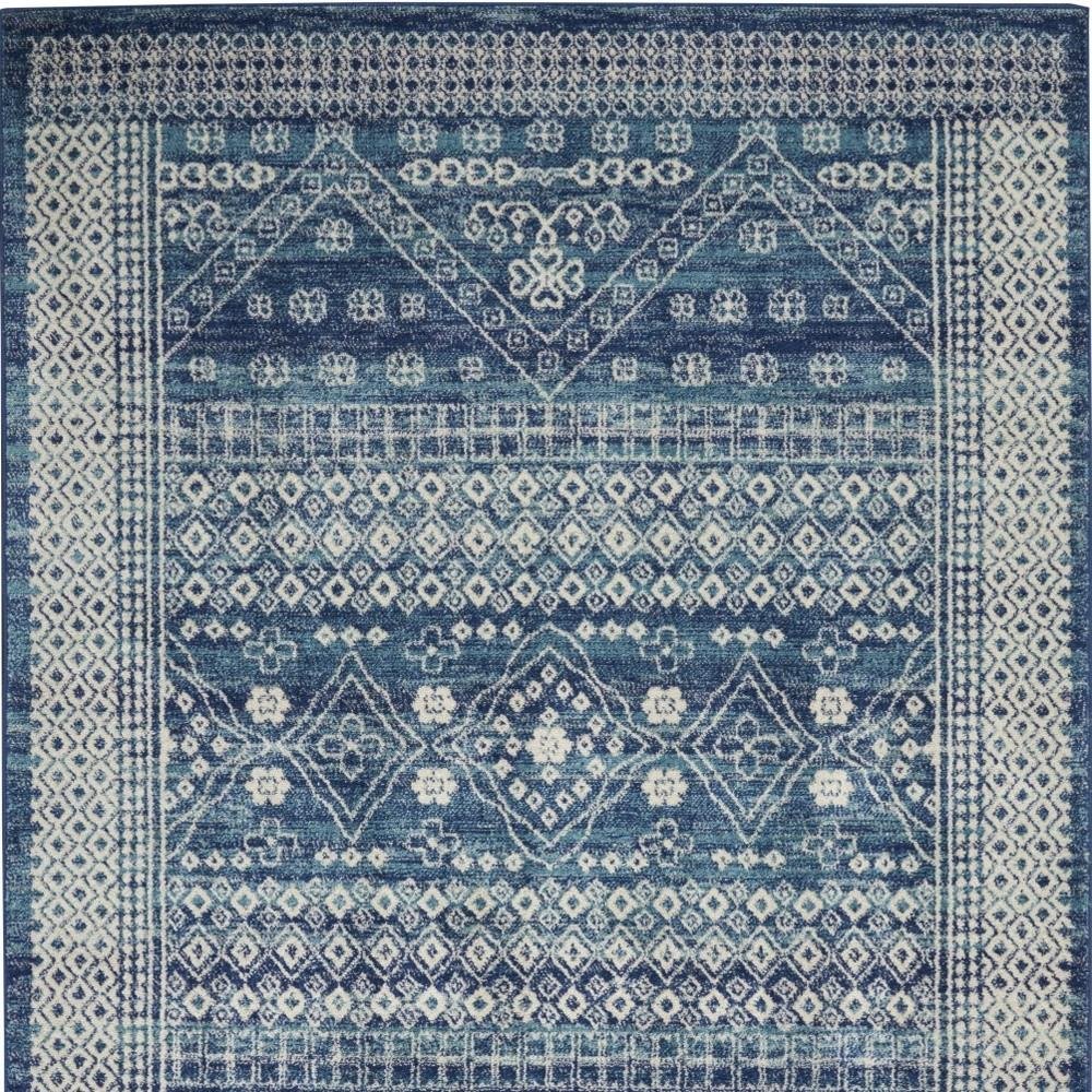 4' X 6' Navy Blue And Ivory Tribal Area Rug