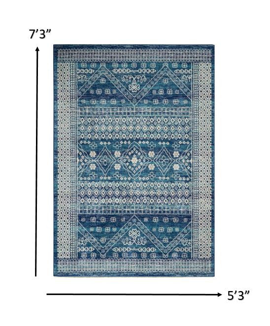 5' X 7' Navy Blue Power Loom Area Rug