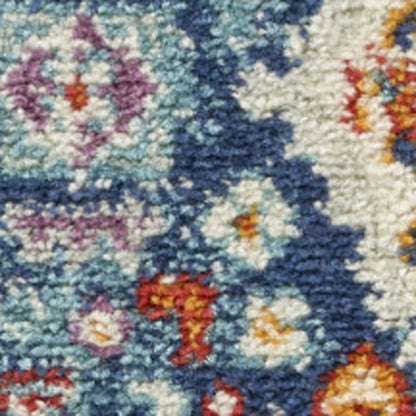 2' X 3' Blue And Ivory Medallion Area Rug