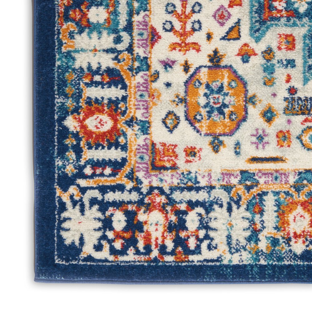 2' X 3' Blue And Ivory Medallion Area Rug