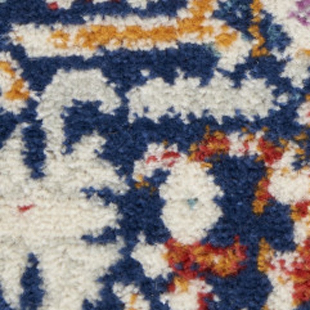 2' X 3' Blue And Ivory Medallion Area Rug