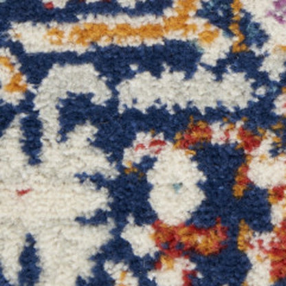 2' X 3' Blue And Ivory Medallion Area Rug