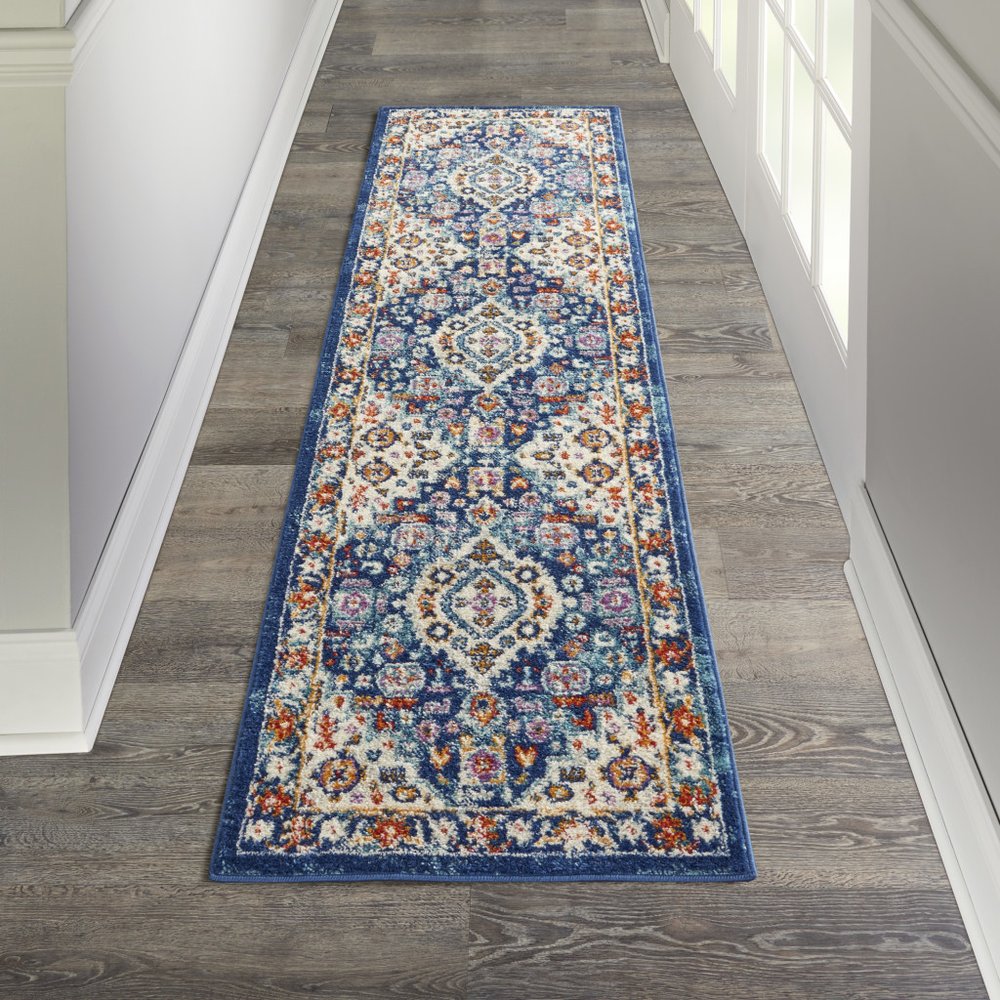 2' X 3' Blue And Ivory Medallion Area Rug
