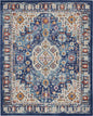 8' Blue And Ivory Power Loom Runner Rug