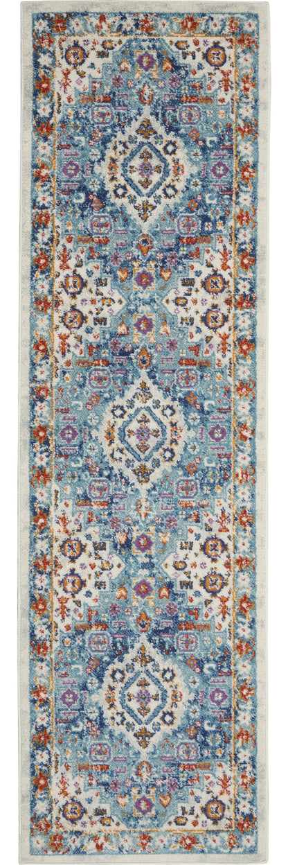 5' X 7' Blue And Ivory Power Loom Area Rug