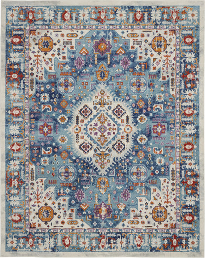 5' X 7' Blue And Ivory Power Loom Area Rug