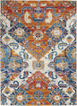 4' X 6' Orange And Ivory Floral Power Loom Area Rug