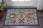 2' X 3' Blue And Ivory Oriental Area Rug