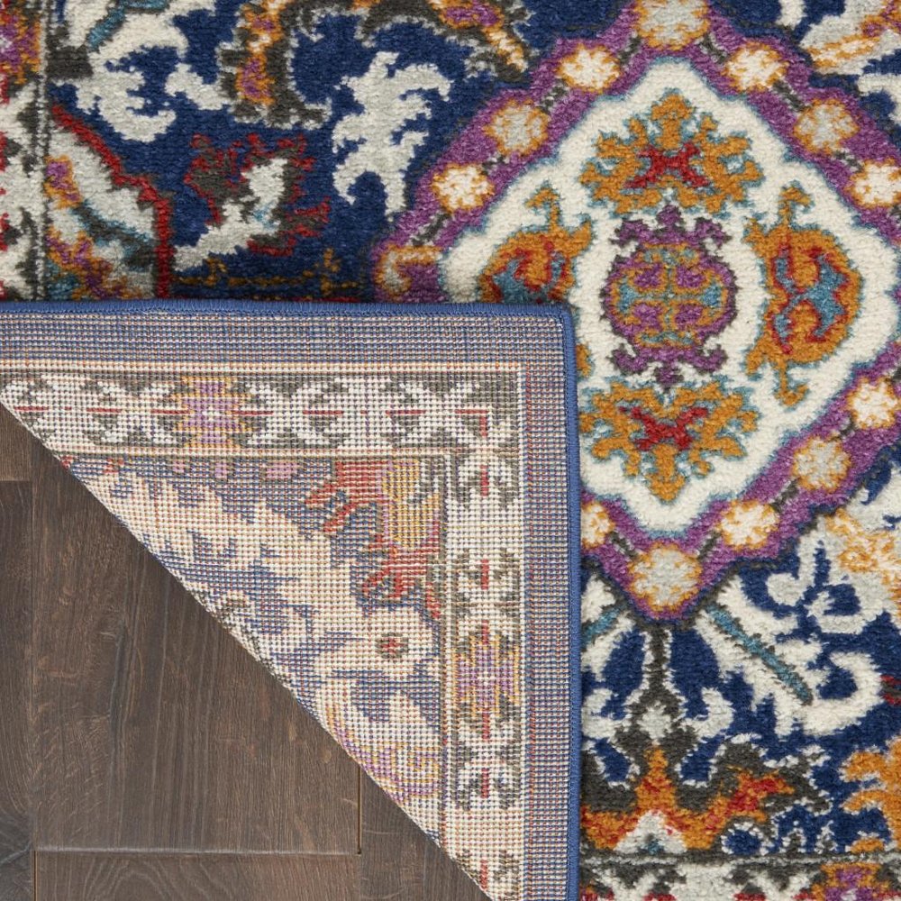 4' X 6' Blue And Ivory Oriental Area Rug