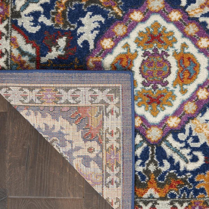 4' X 6' Blue And Ivory Oriental Area Rug