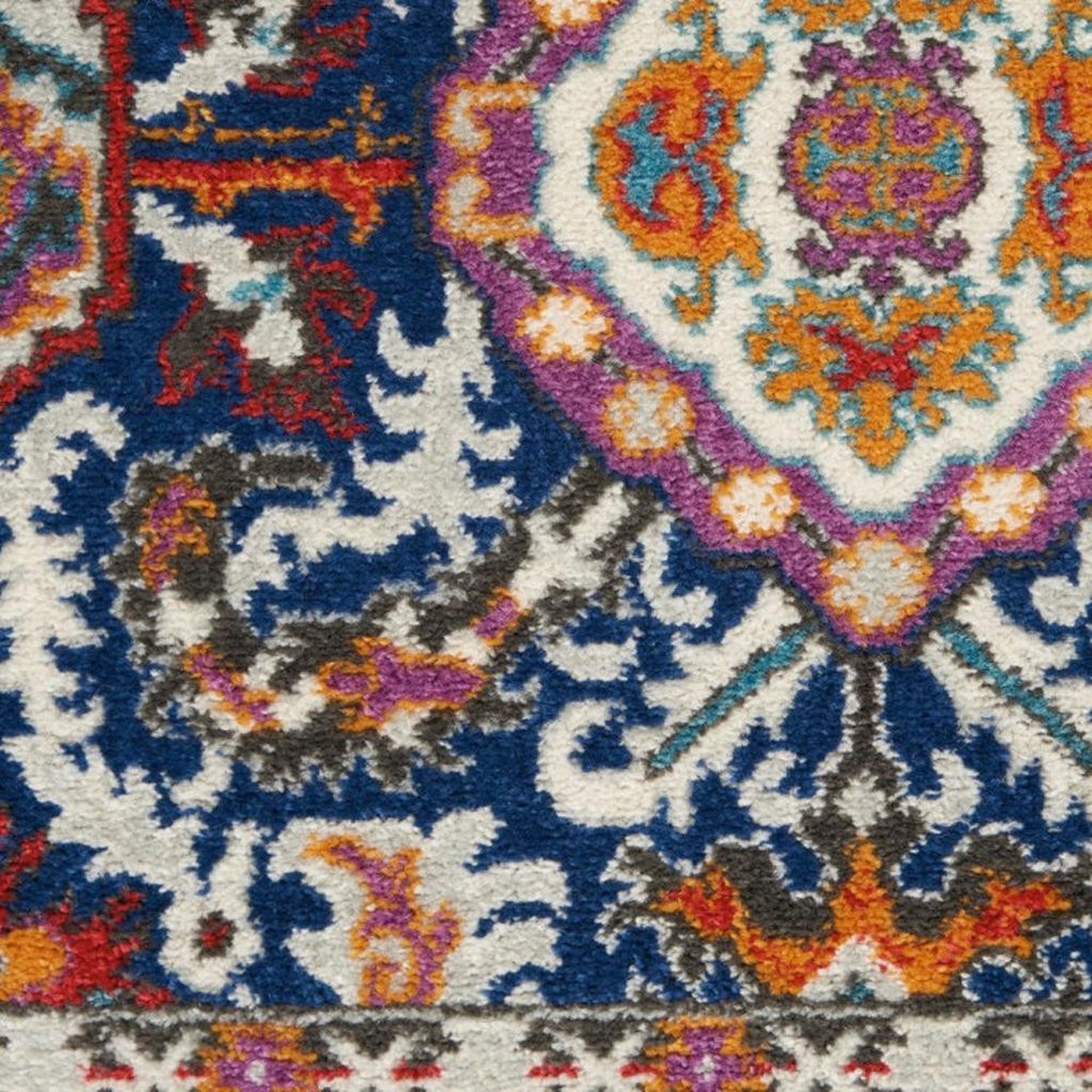 4' X 6' Blue And Ivory Oriental Area Rug