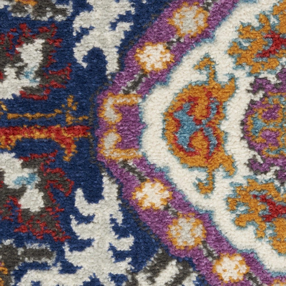4' X 6' Blue And Ivory Oriental Area Rug