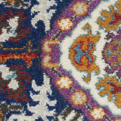 4' X 6' Blue And Ivory Oriental Area Rug