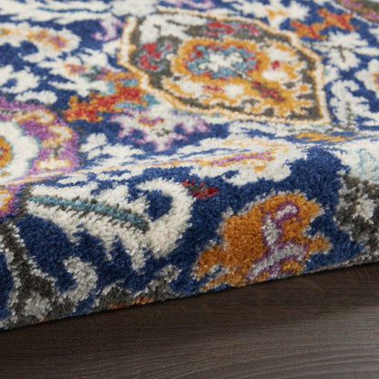4' X 6' Blue And Ivory Oriental Area Rug
