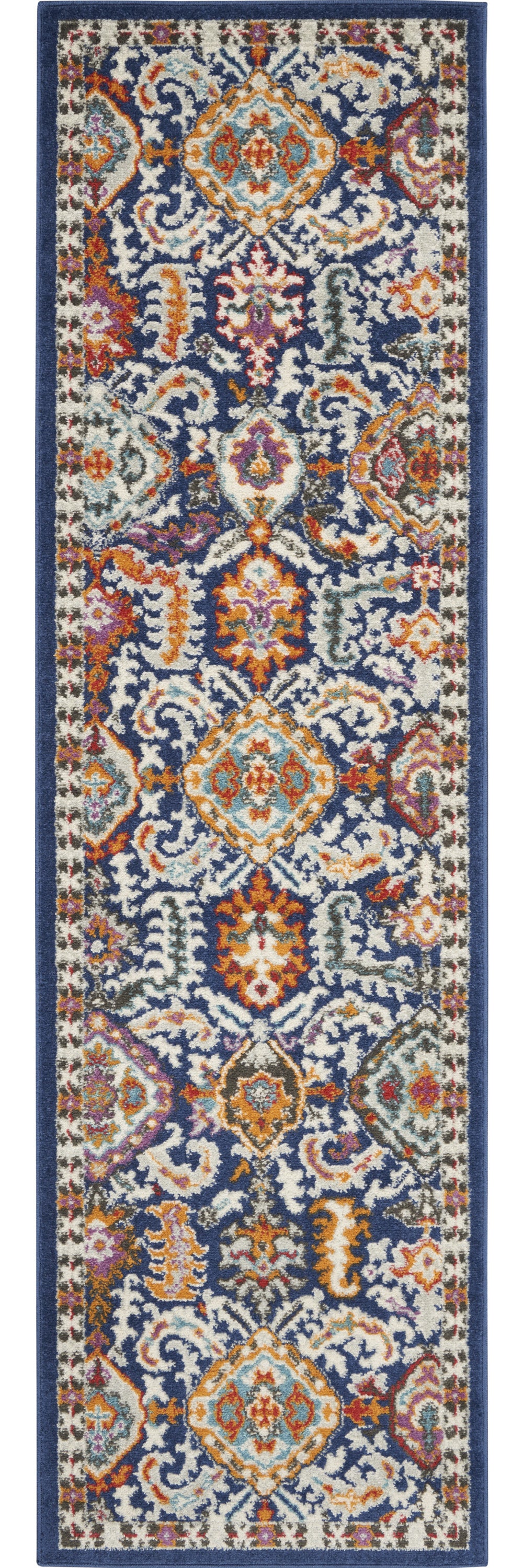 5' X 7' Blue And Ivory Power Loom Area Rug