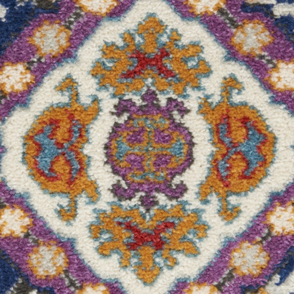 4' X 6' Blue And Ivory Oriental Area Rug