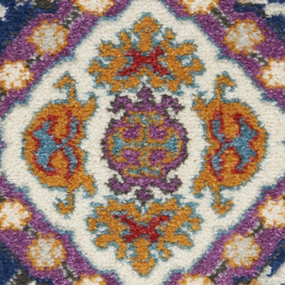 2' X 3' Blue And Ivory Oriental Area Rug