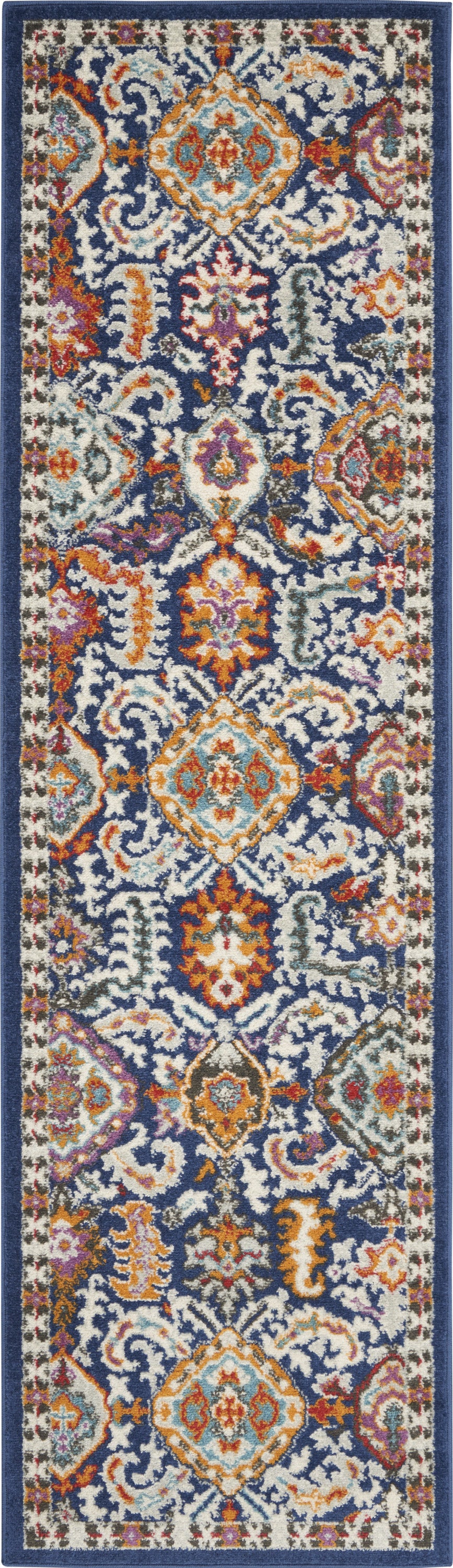 5' X 7' Blue And Ivory Power Loom Area Rug