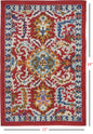 8' Red And Ivory Damask Power Loom Runner Rug