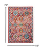 8' Red And Ivory Damask Power Loom Runner Rug