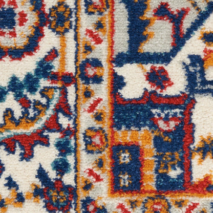 5' X 7' Blue And Ivory Medallion Distressed Area Rug