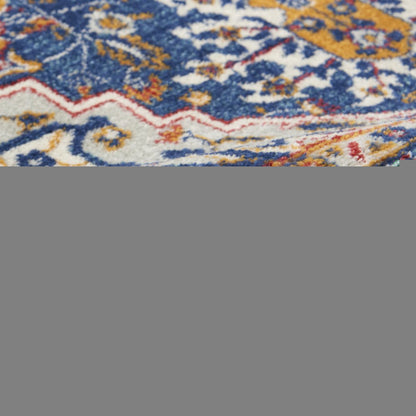 5' X 7' Blue And Ivory Medallion Distressed Area Rug