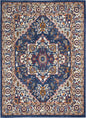 5' X 7' Blue And Ivory Power Loom Area Rug