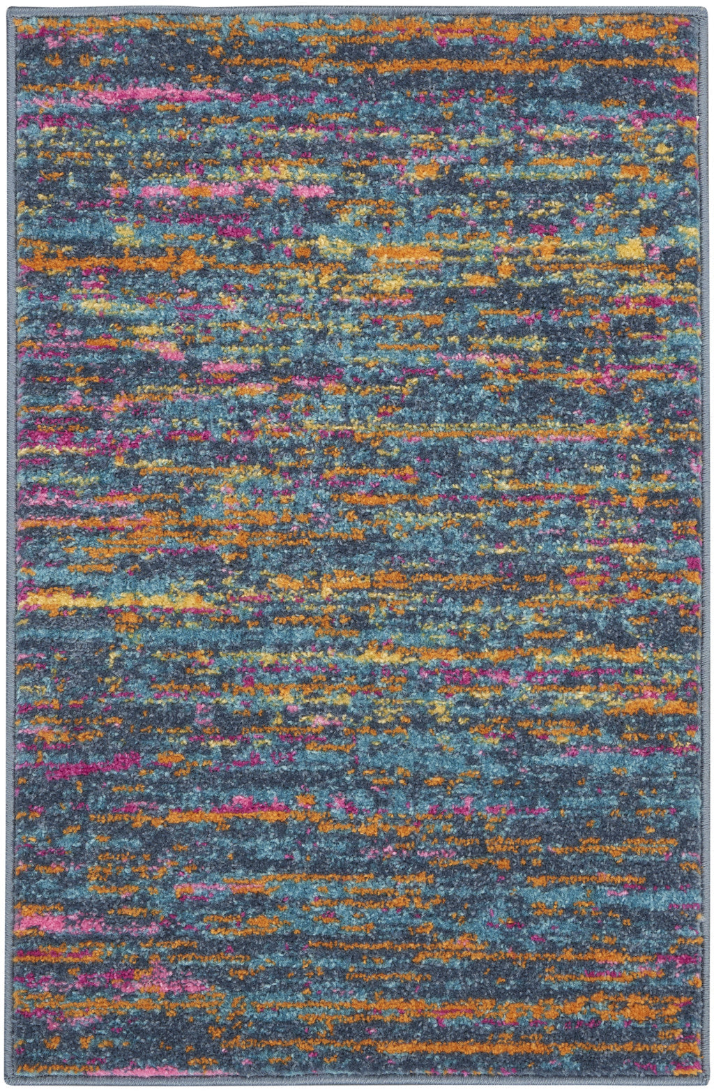 2' X 3' Blue And Orange Abstract Power Loom Area Rug