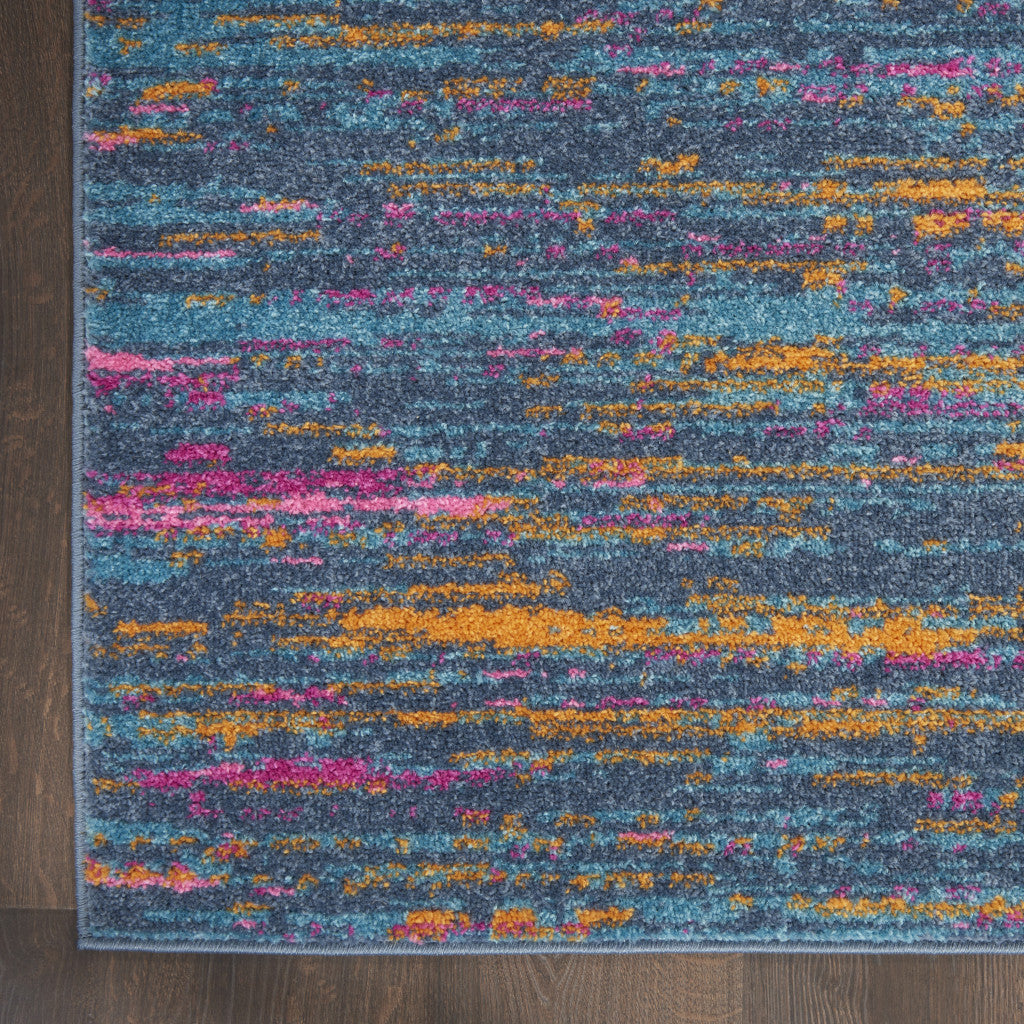 2' X 3' Blue And Orange Abstract Power Loom Area Rug