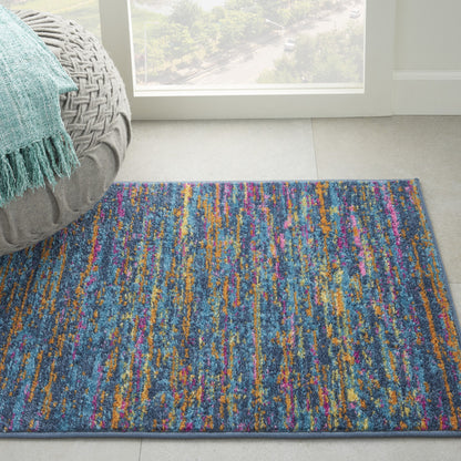 2' X 3' Blue And Orange Abstract Power Loom Area Rug