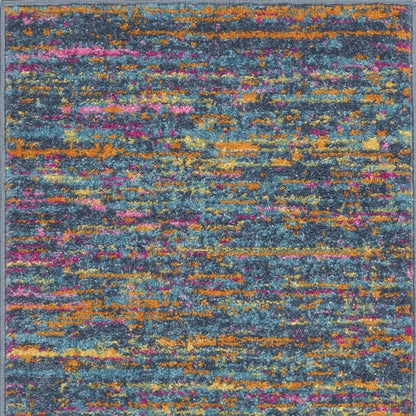 2' X 3' Blue And Orange Abstract Power Loom Area Rug