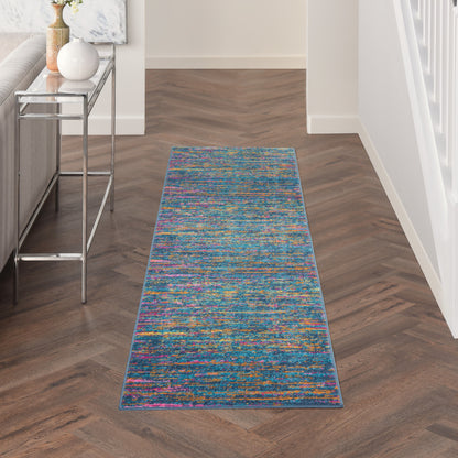 2' X 3' Blue And Orange Abstract Power Loom Area Rug